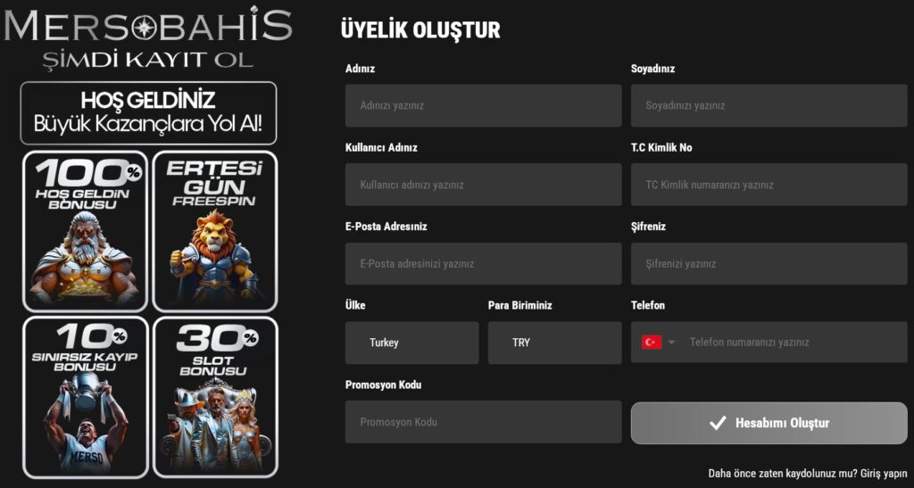 mersobahis üyelik işlemleri